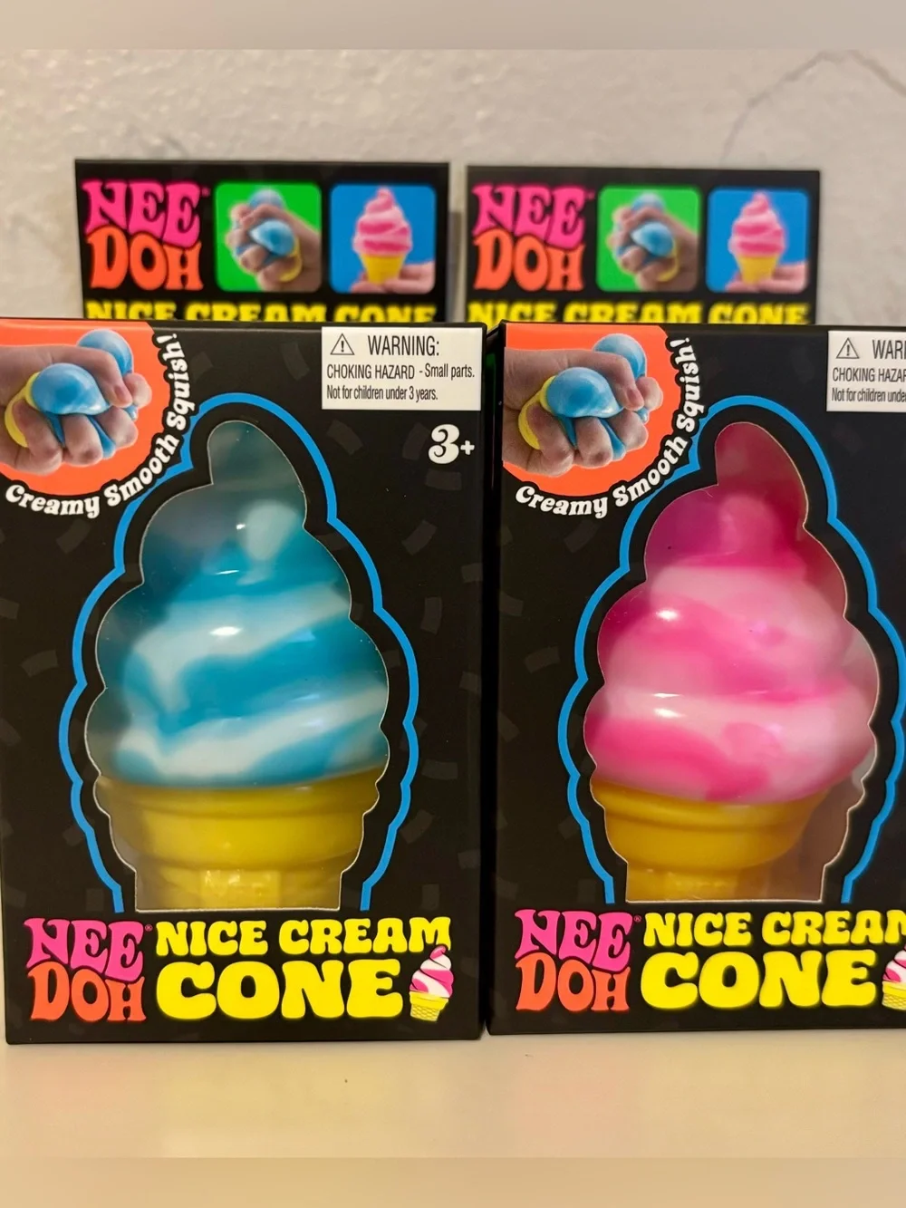 NeeDoh Nice Cream Cone Squishy Toy - Blue & Pink Options